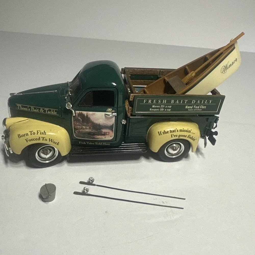 1947 Studebaker Pickup Truck & Fishing boat 1/25th Thomas Kinkade Collection COA